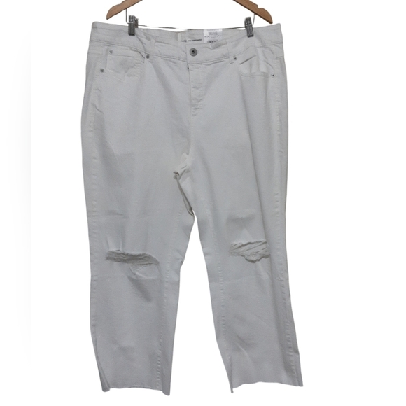 Inc denim jean women white high rise straight distressed raw hem 22W casual Y2K - Picture 8 of 8